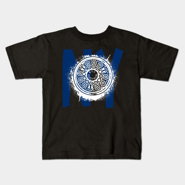 NY Manhole Kids T-Shirt by Raul Baeza